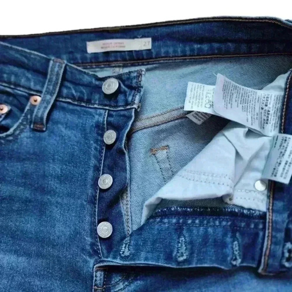 Levi's Wedgie Fit Skinny Jeans Devil Medium Wash Blue Button Fly Women's size 27 - Picture 7 of 15